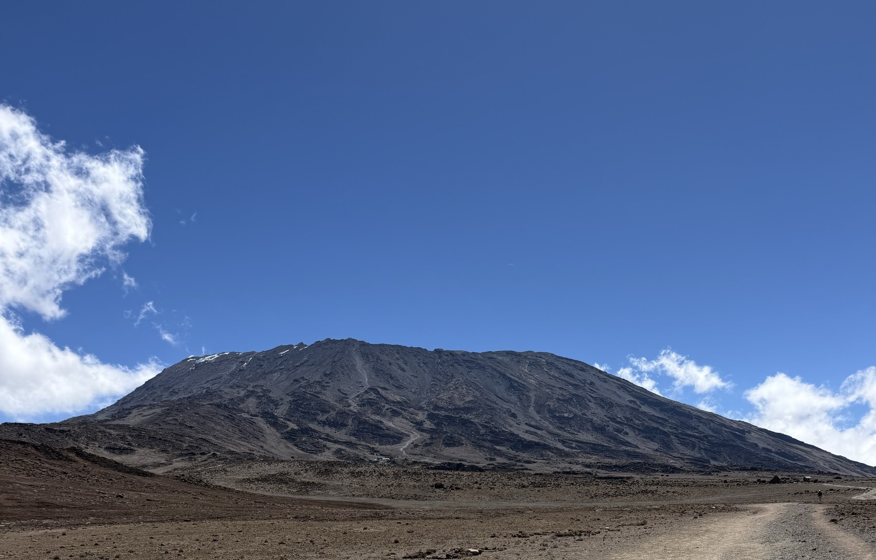 Mount Kilimanjaro's snow-capped summit above the clouds